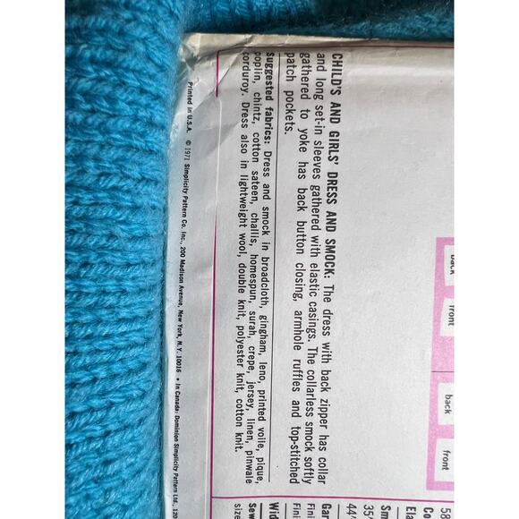 Simplicity 9843 Sewing pattern Girls A line dress Pinafore 1960s size 8 - Picture 5 of 6